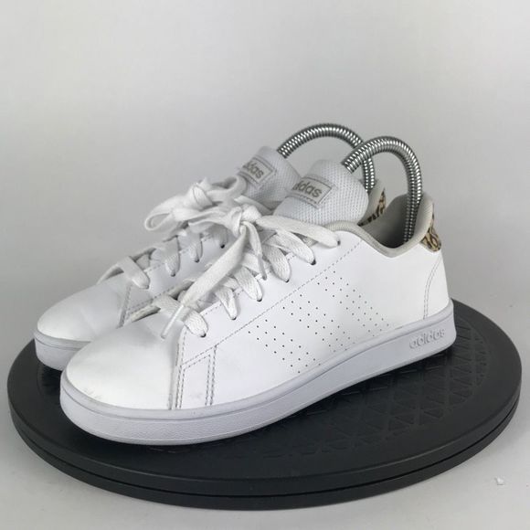 Adidas Other - Adidas Advantage White/Leopard Print Athletic Shoes FY8875 Youth Size 2.5Y